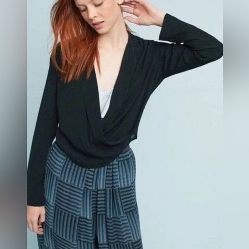 Anthropologie Ett Twa Black Summer Wrap Blazer sz 14